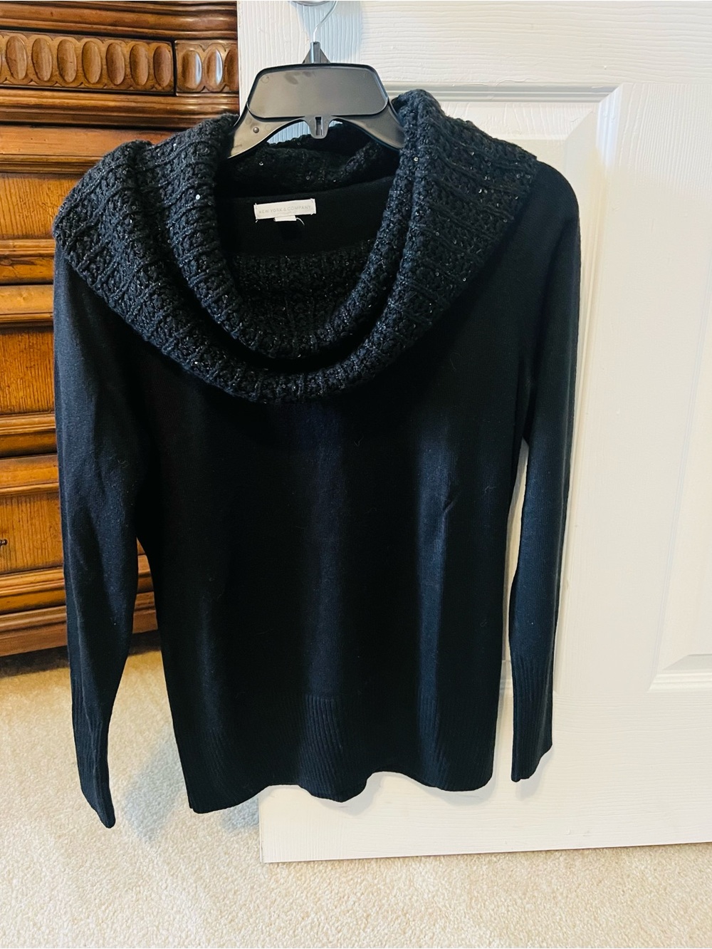 New York & Company Black Cowl Neck Sweater